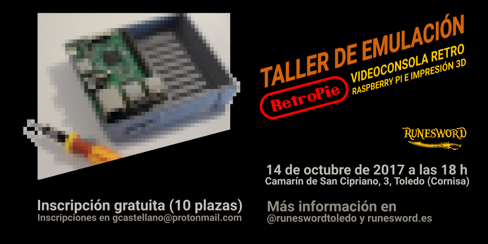 Cartel horizontal del taller de emulación de videojuegos